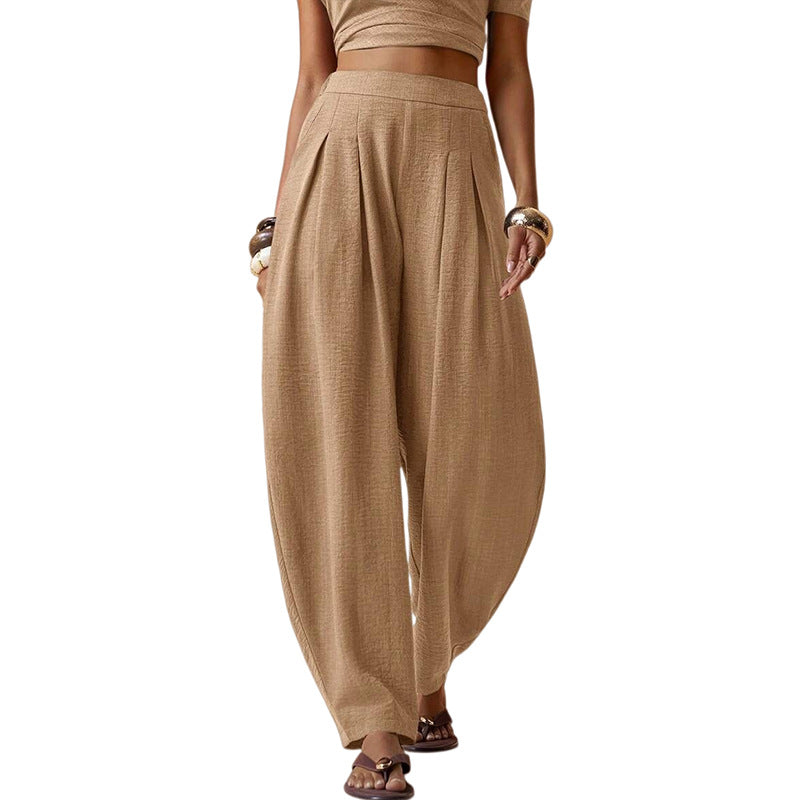 Women's High Waisted Linen Balloon Pants