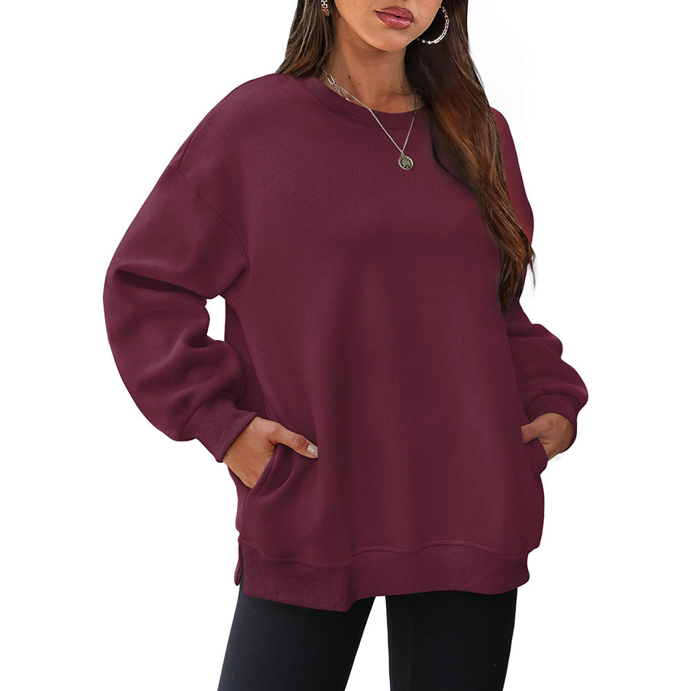 Oversized Crewneck Pullover Sweatshirt with Pockets