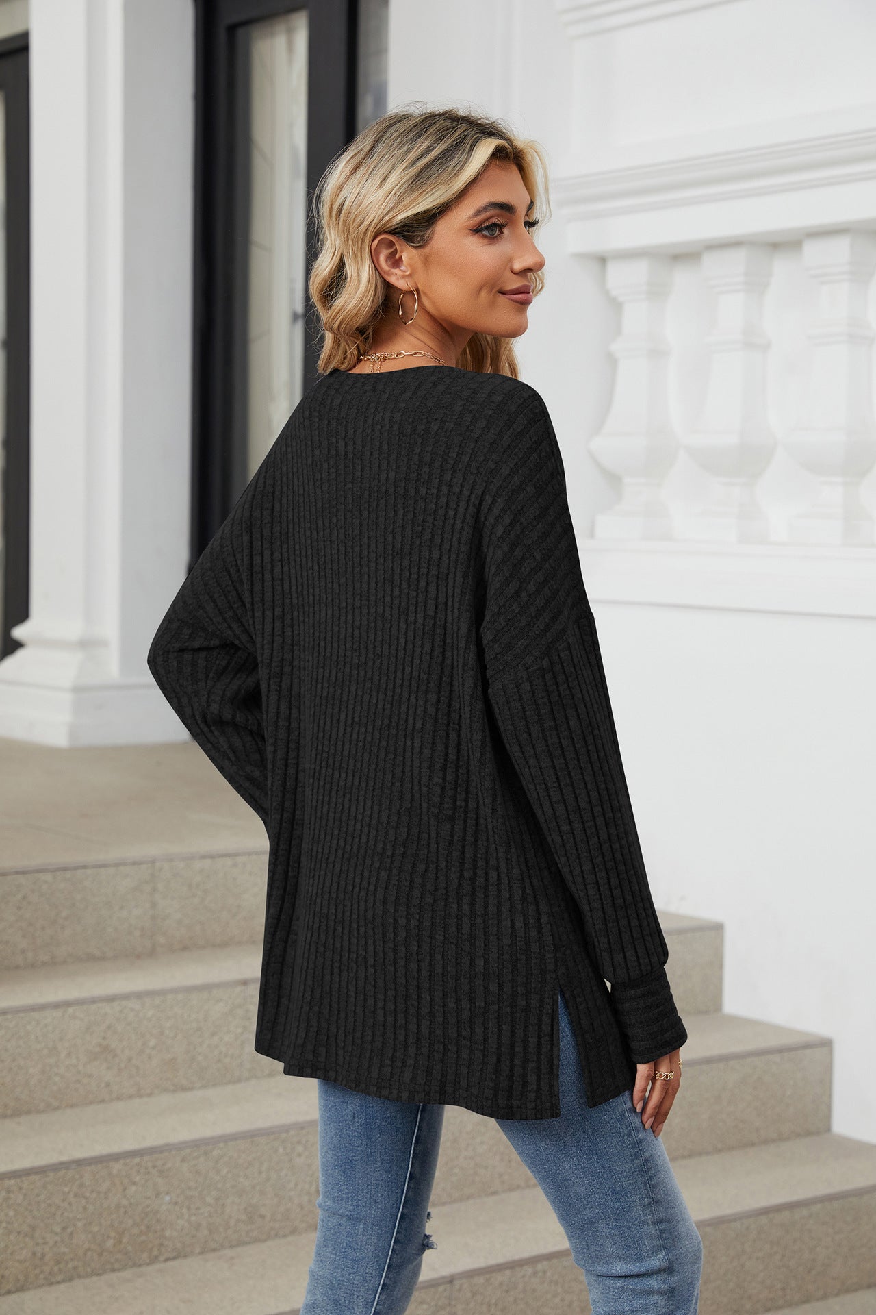 Long Sleeve Loose Crew Neck Pit Strip Grind