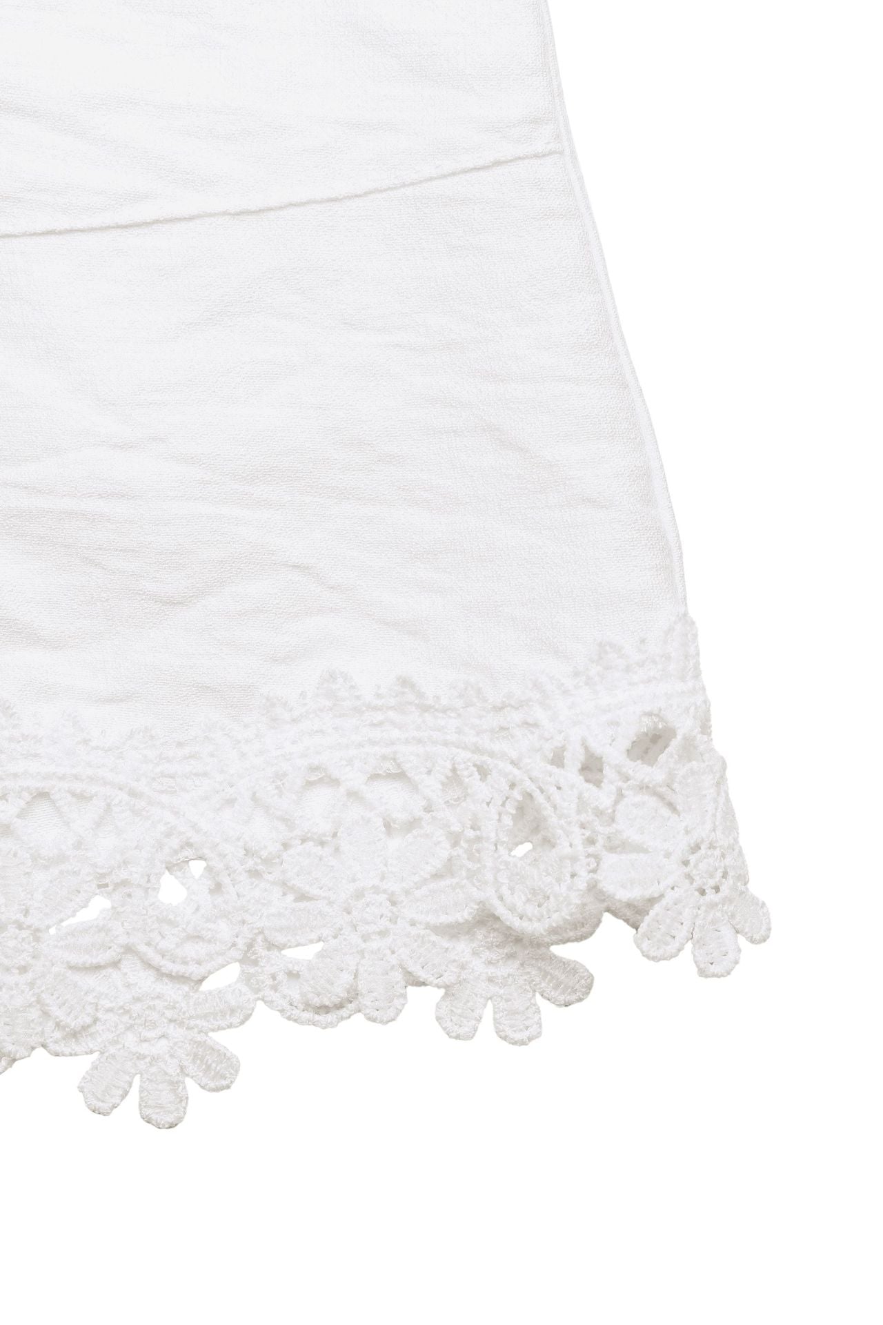 Lace Trim Viscose Shorts Boho Drawstring High Waist