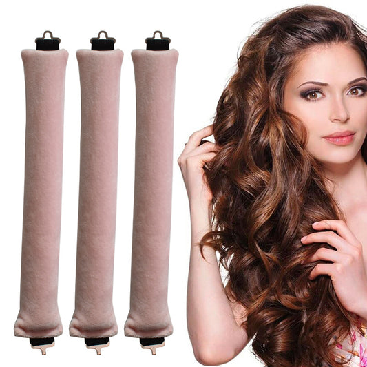 No-Heat Hair Curlers, 3-Loop Rubber Rods for Soft Waves