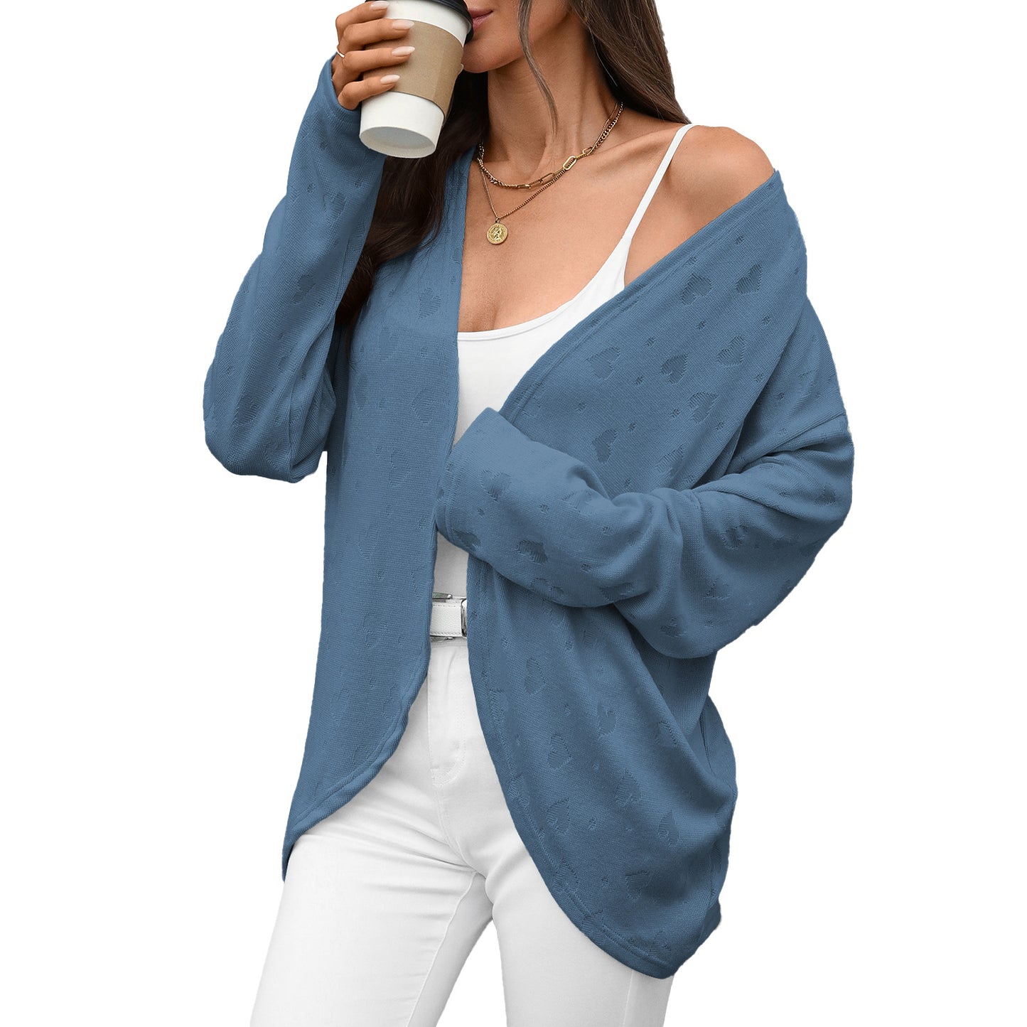 Women's Oversized Open Front Knit Cardigan Sweater