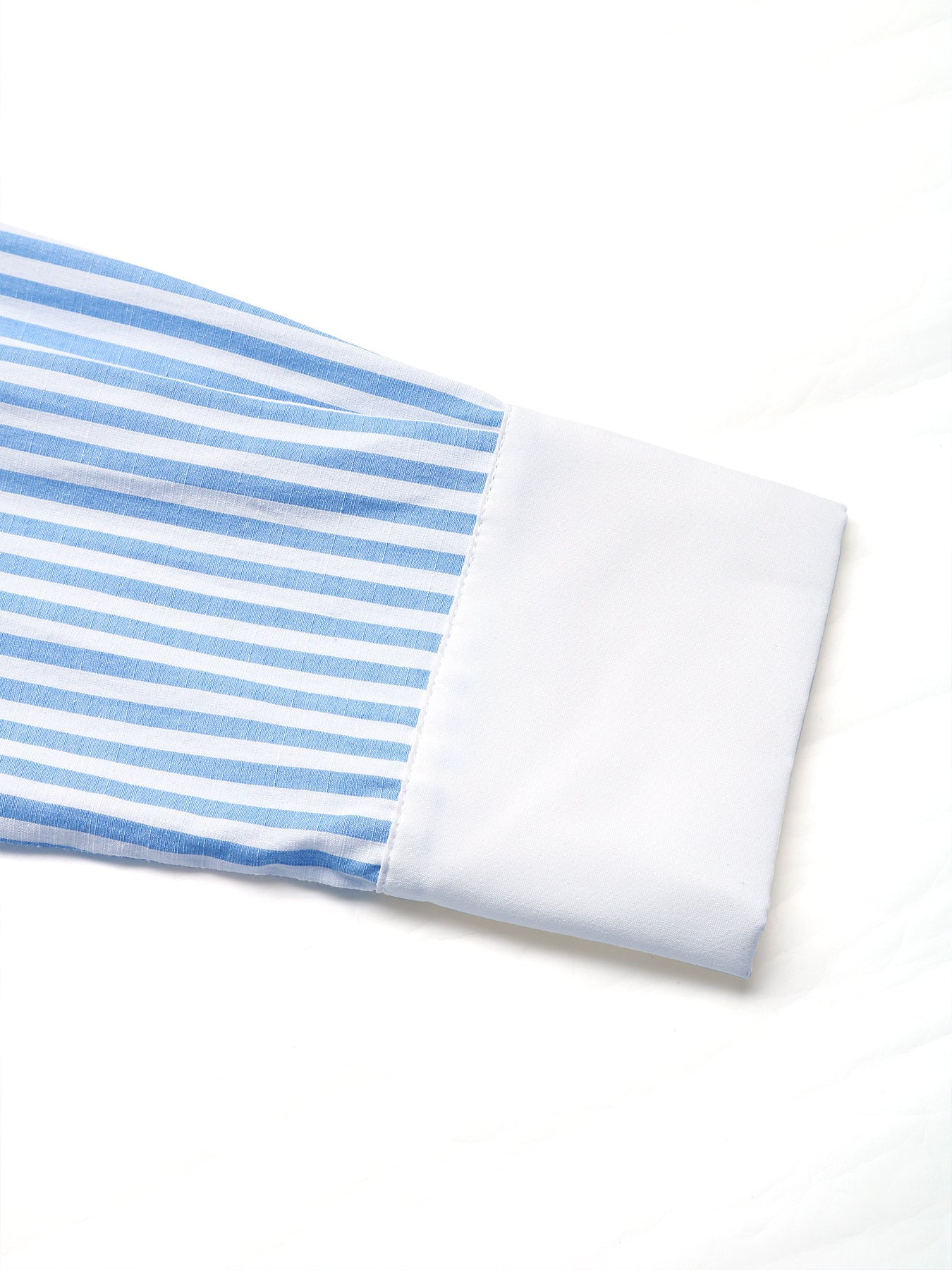 Blue White Striped Patchwork Button Down Shirt Women