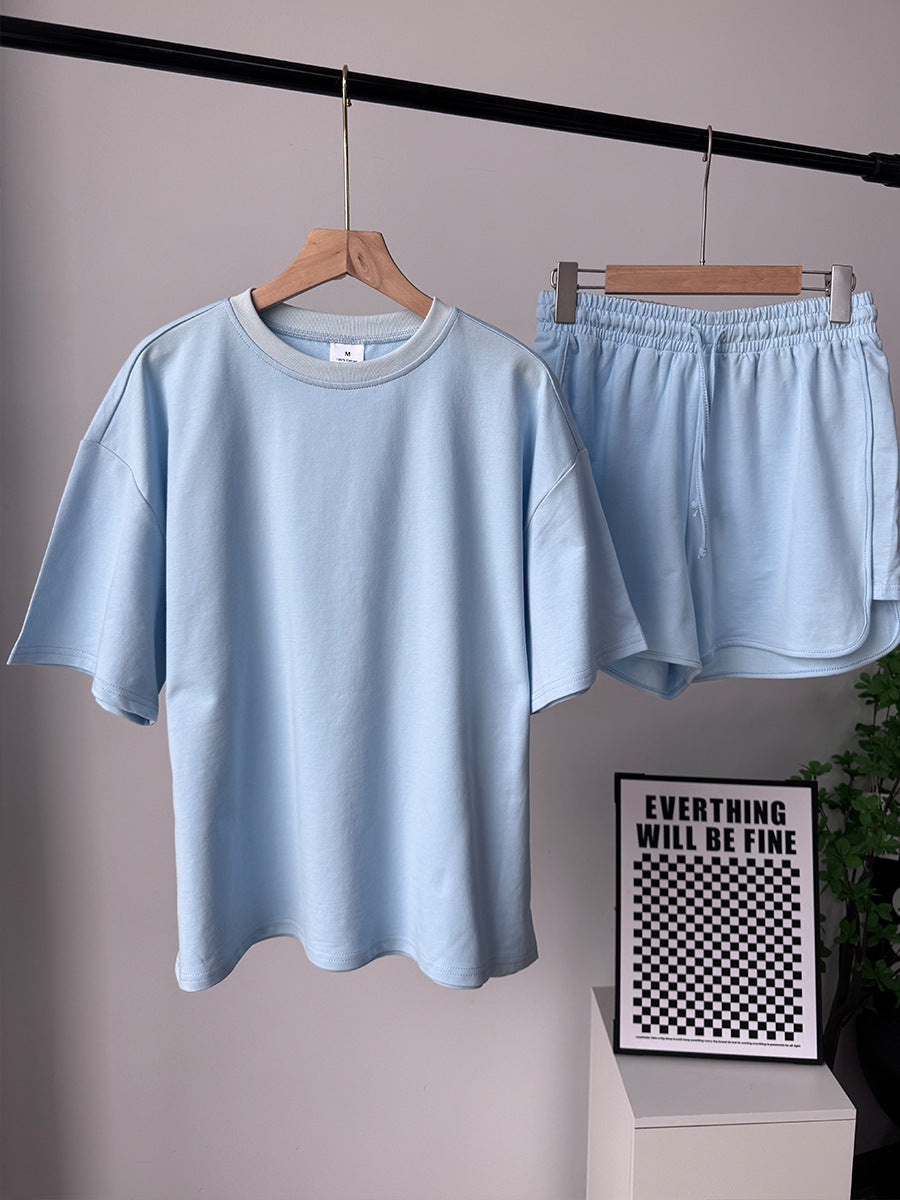 Two Piece Shorts Set, Oversized Tee & Drawstring Shorts