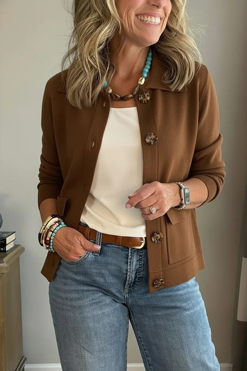 Women's Cropped Button Front Jacket Casual Fall Blazer