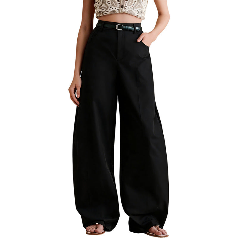 Women's High Waisted Baggy Barrel Leg Pants Cotton Casual