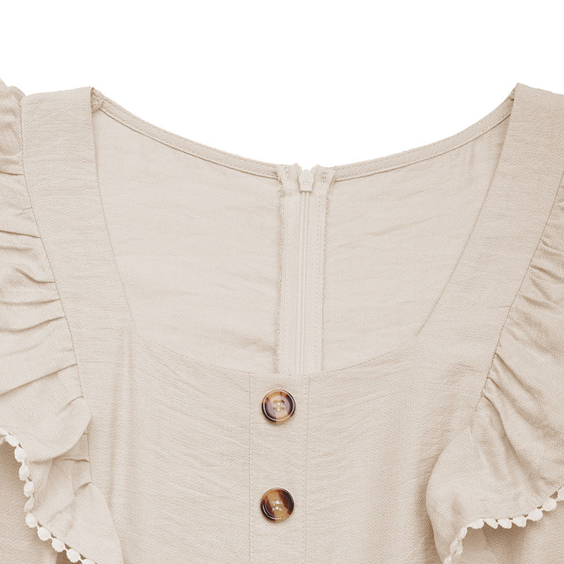 Elegant Summer Wide Leg Jumpsuit with Flutter Sleeves