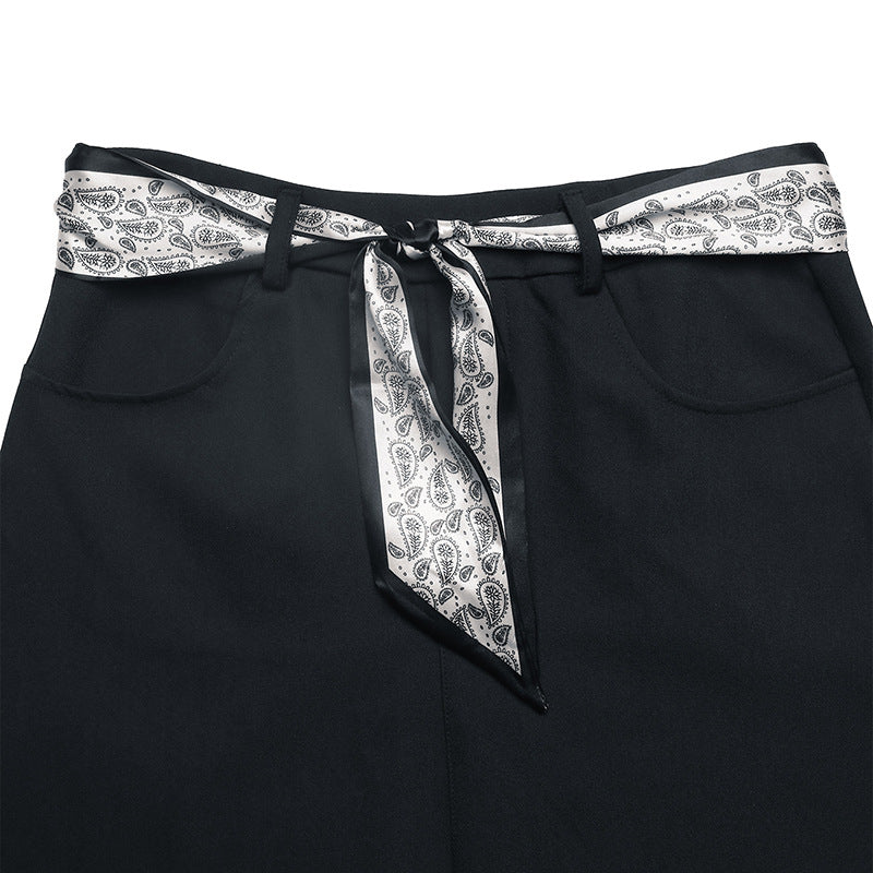 Women High Waist Belted Mini Skirt