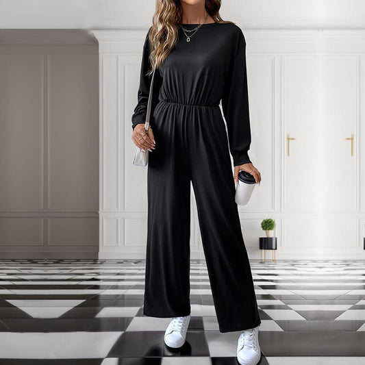 Long Sleeve Solid Color Autumn Jumpsuit Women
