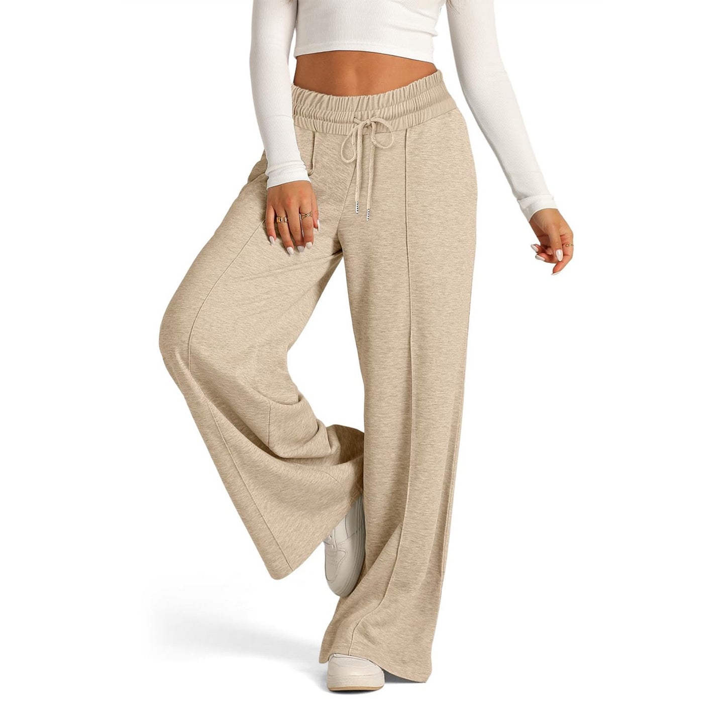 Women’s Wide Leg Pants High Waist Drawstring Casual Trousers