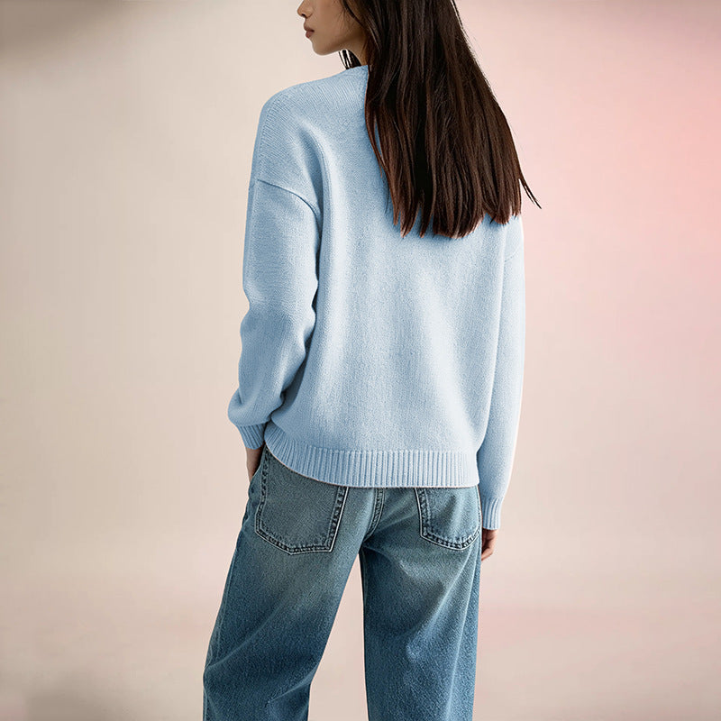 Women's Llama Heart Oversized Crewneck Pullover Sweater