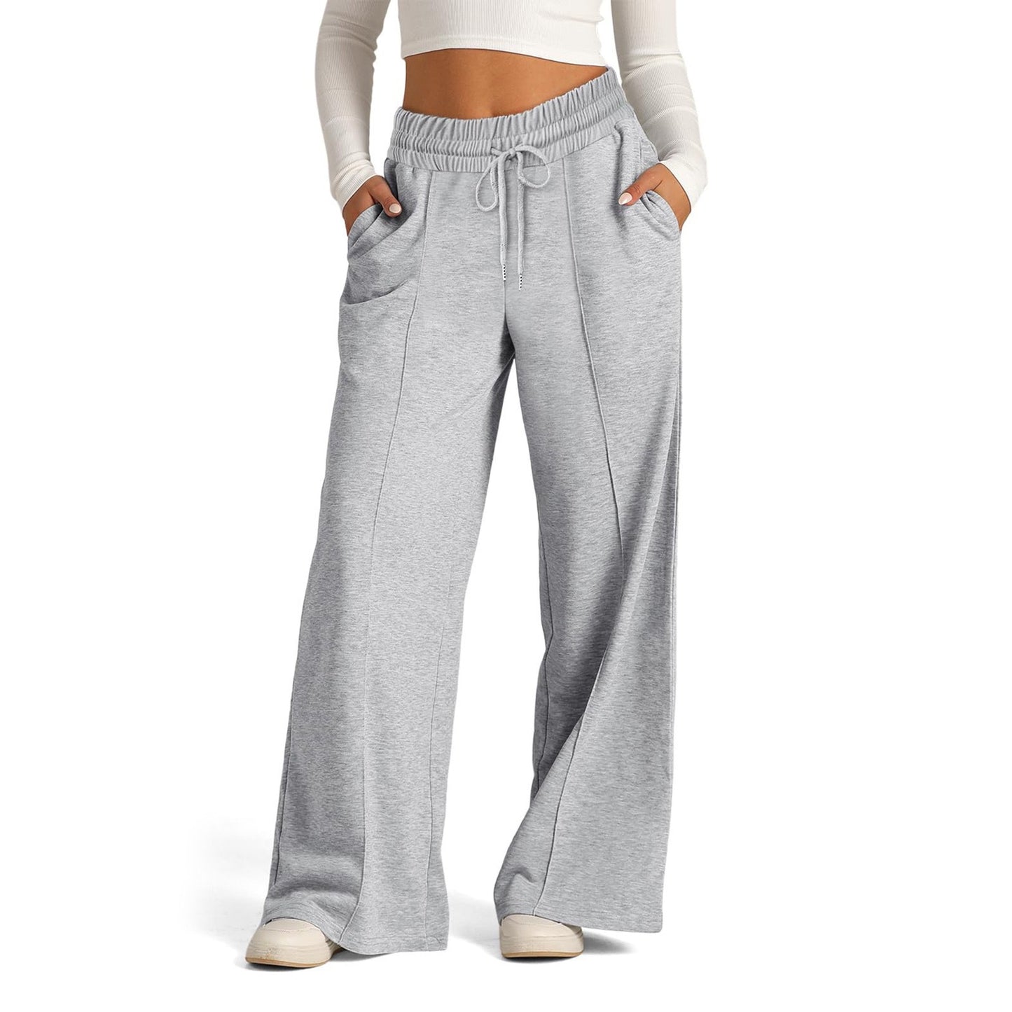 Women’s Wide Leg Pants High Waist Drawstring Casual Trousers