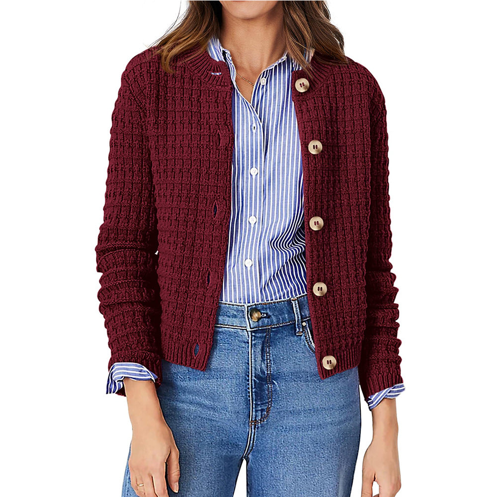 Button-Down Knit Cardigan for Casual Office Wear