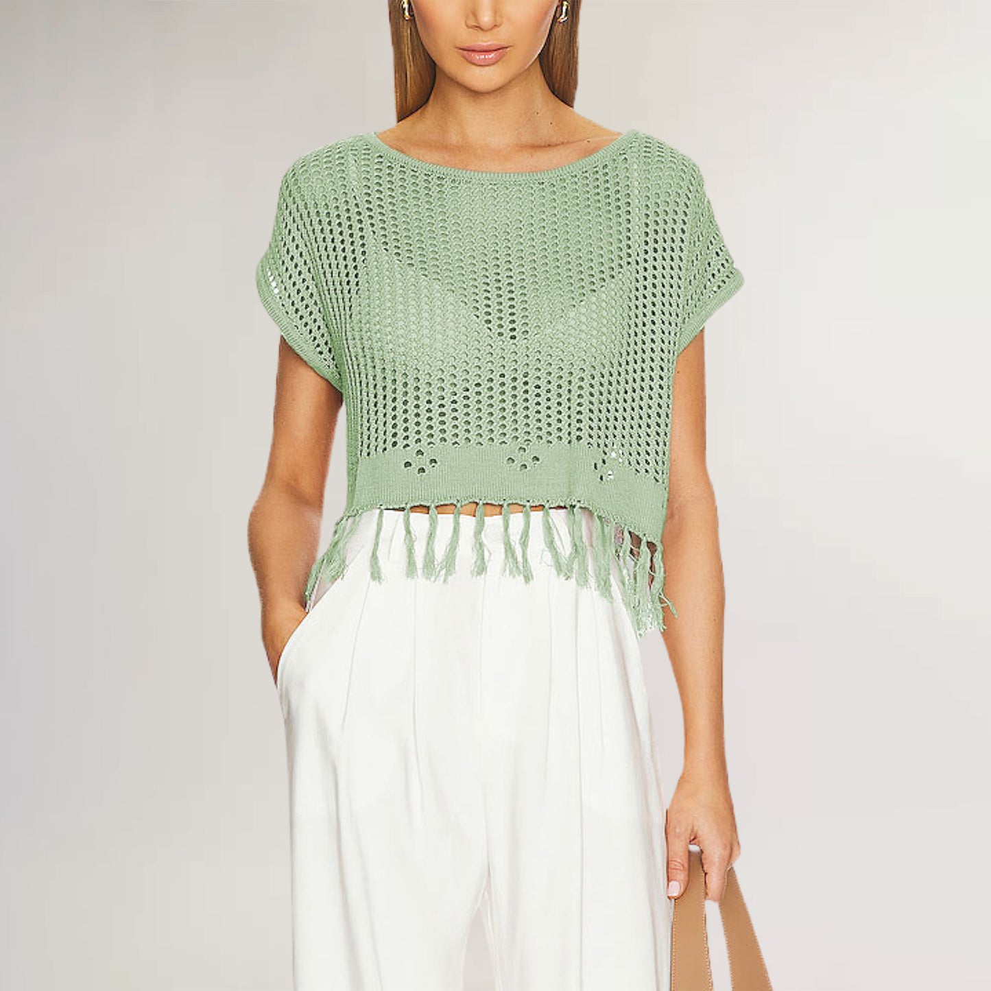 Summer Tassel Knit Top Women’s Beachwear Loose Pullover
