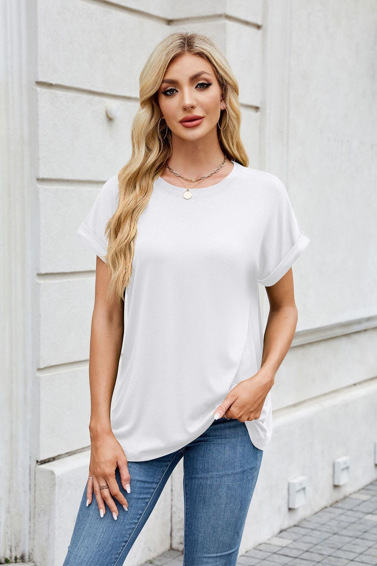 Round Neck Loose Short Sleeve T-Shirt Top