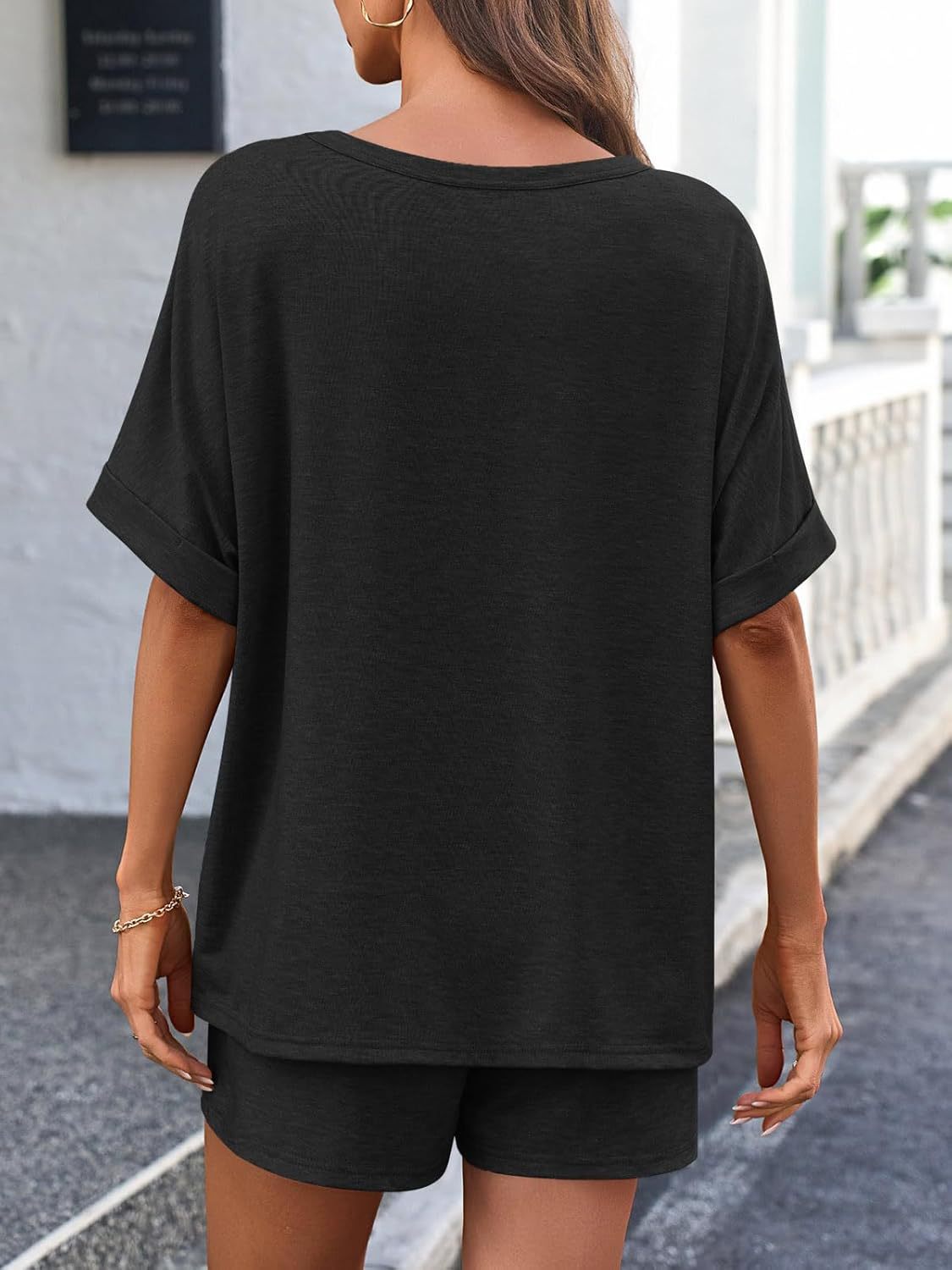 Two Piece Shorts Set Oversized Tee Drawstring Outfit