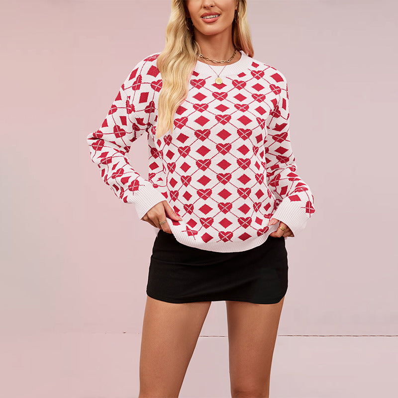 Women's Heart Oversized Crewneck Sweater