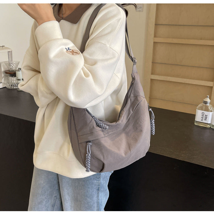 Olive Crossbody Moon Sling Bag Casual Nylon Shoulder Purse