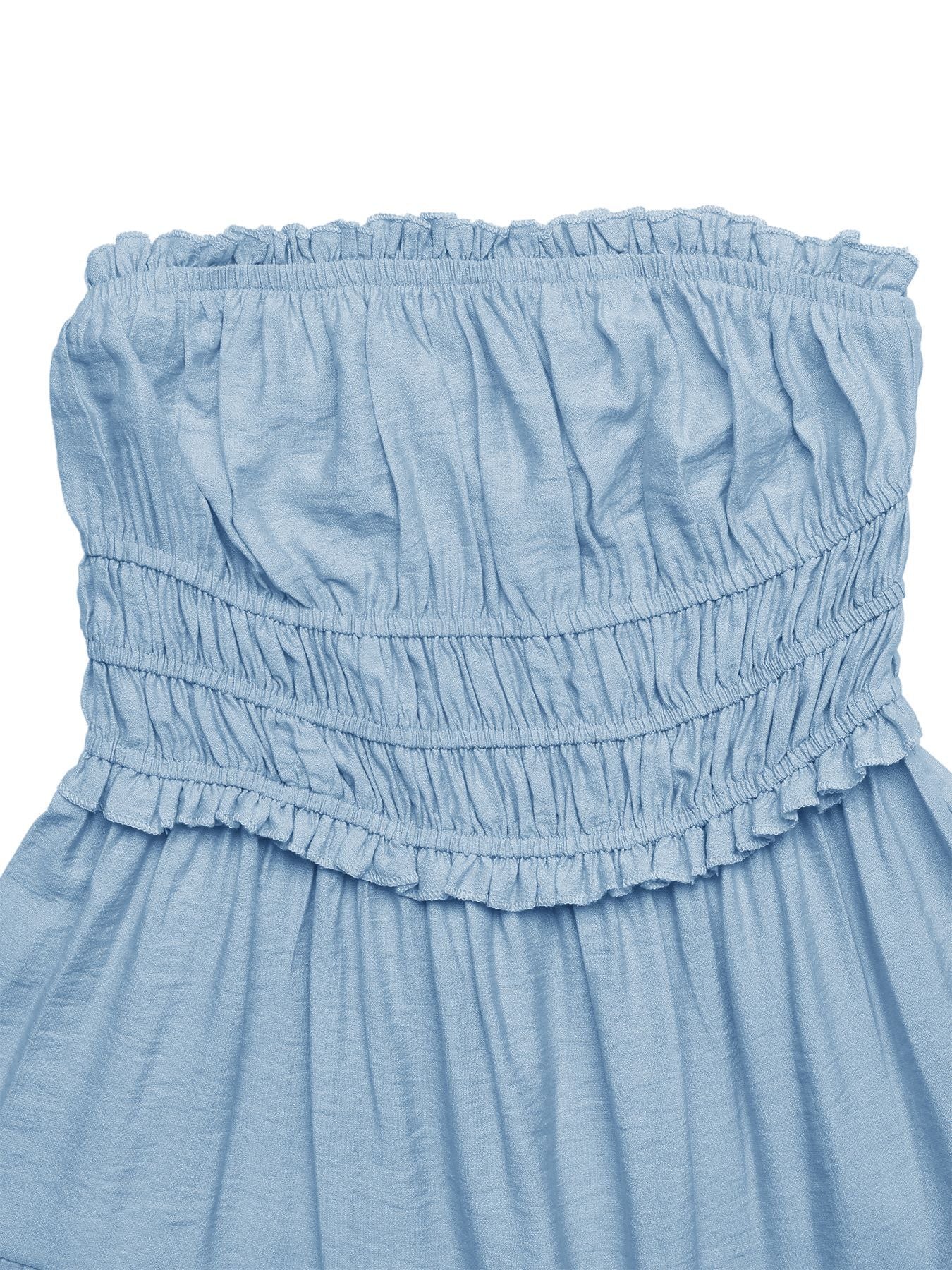 Women Strapless Smocked Tiered Resort Strapless Smocked Maxi Dress