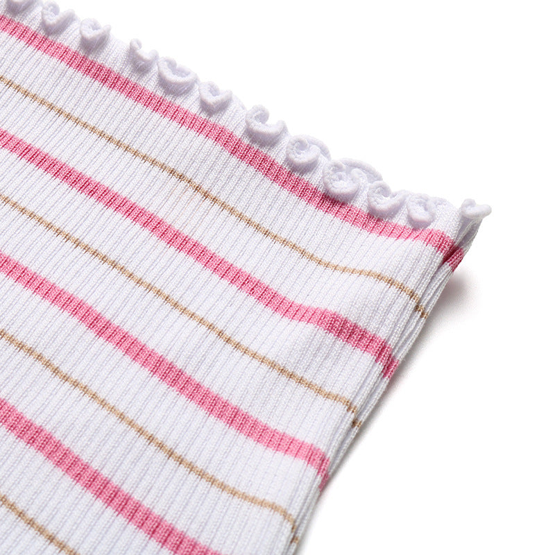 Striped Tube Top Smocked Strapless Crop Top