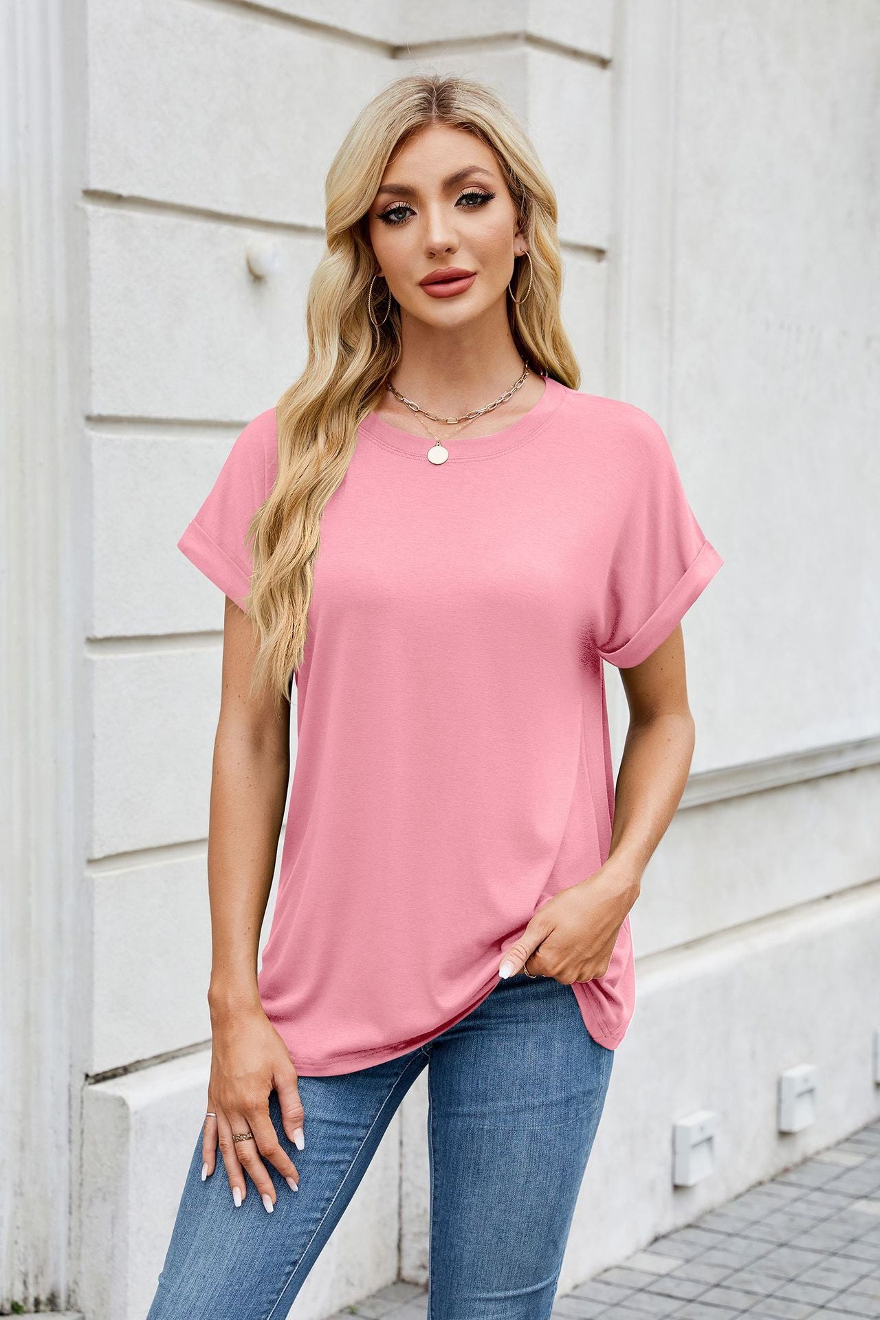 Round Neck Loose Short Sleeve T-Shirt Top