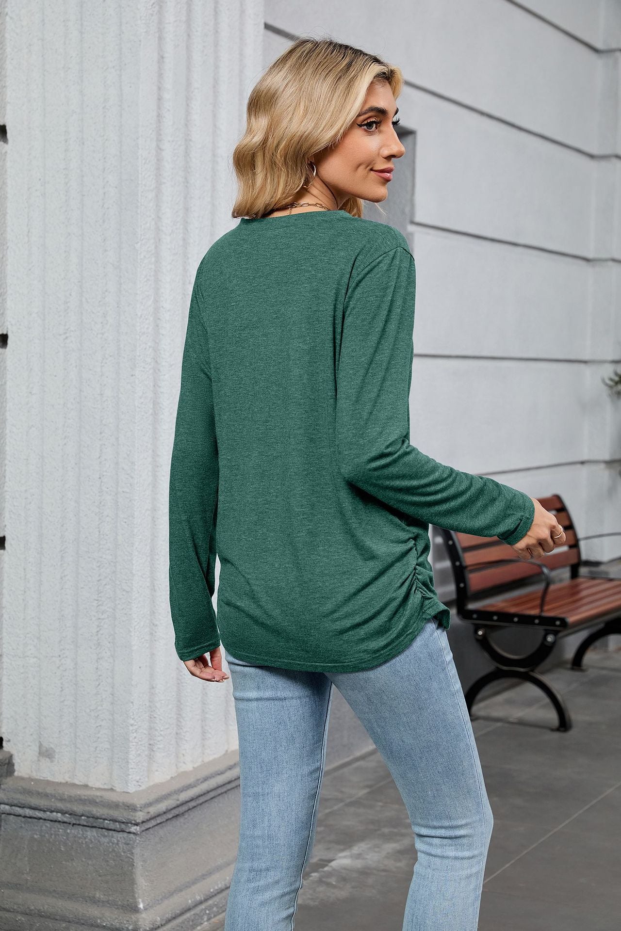 Soft V-Neck Long Sleeve Tunic Tee | Casual Fall Top