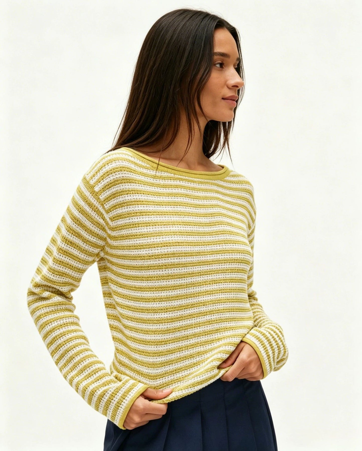 Striped Oversized Sweater Casual Crew Neck Fall Pullover