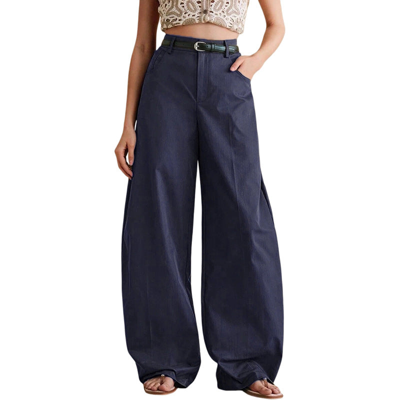 Women's High Waisted Baggy Barrel Leg Pants Cotton Casual