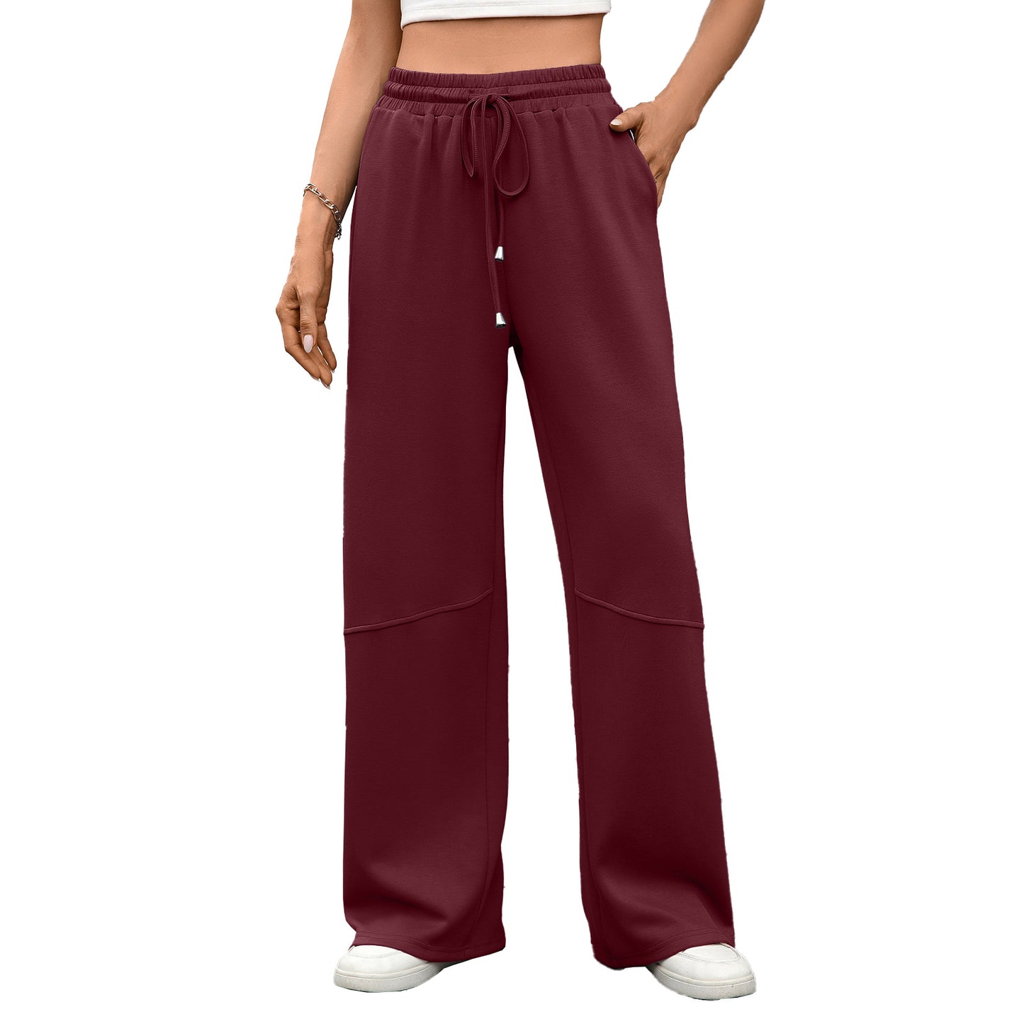 High-Waist Drawstring Wide-Leg Pants | Comfortable Casual Trousers