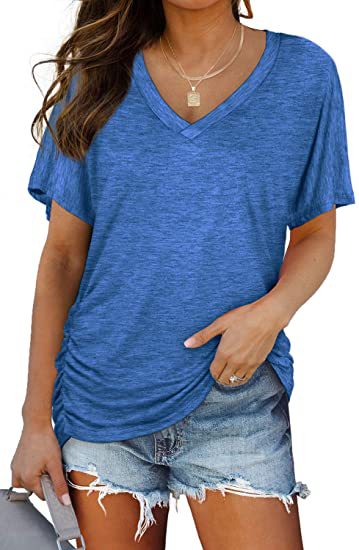 Black V Neck Loose Fit Basic Tee