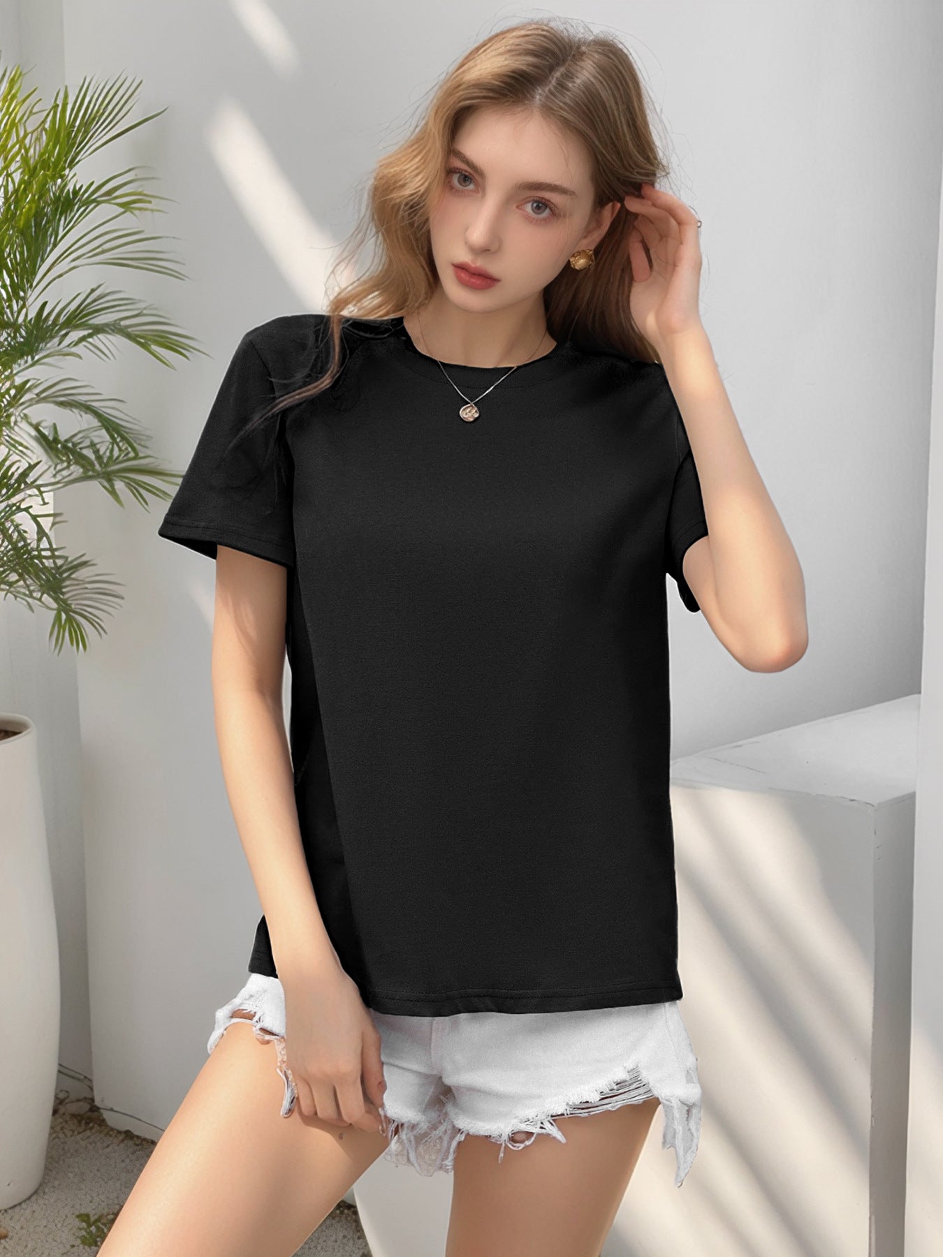 Customizable Basic Short Sleeve Tee Women Summer Casual Top