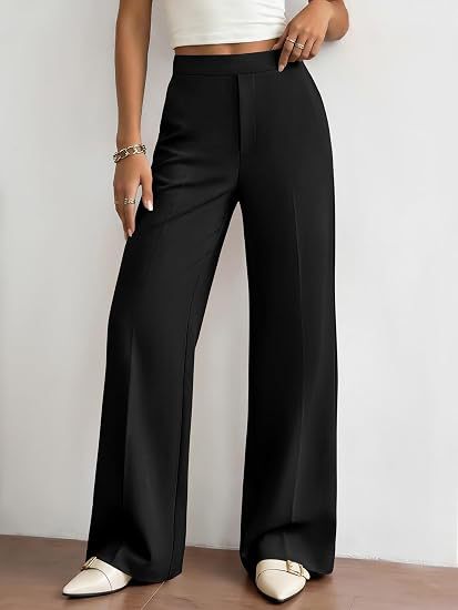 Women's High Waisted Wide Leg Dress Pants with Pockets