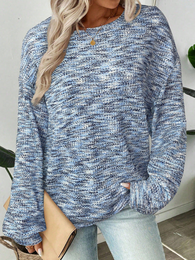 Women's Oversized Waffle Knit Ombre Long Sleeve Top