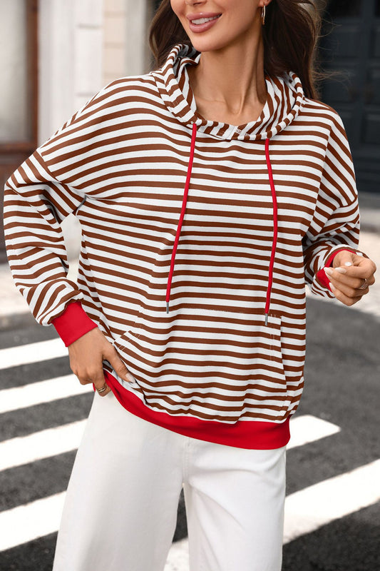 Striped  Hoodie Pullover Casual Oversized Top