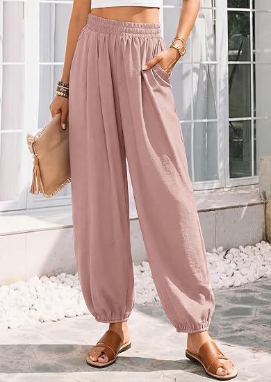 Women's High Waist Harem Pants Casual with Pockets