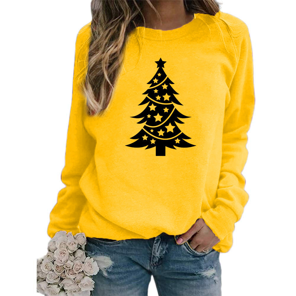 Womens Christmas Tree Graphic Sweatshirt Oversized Crewneck