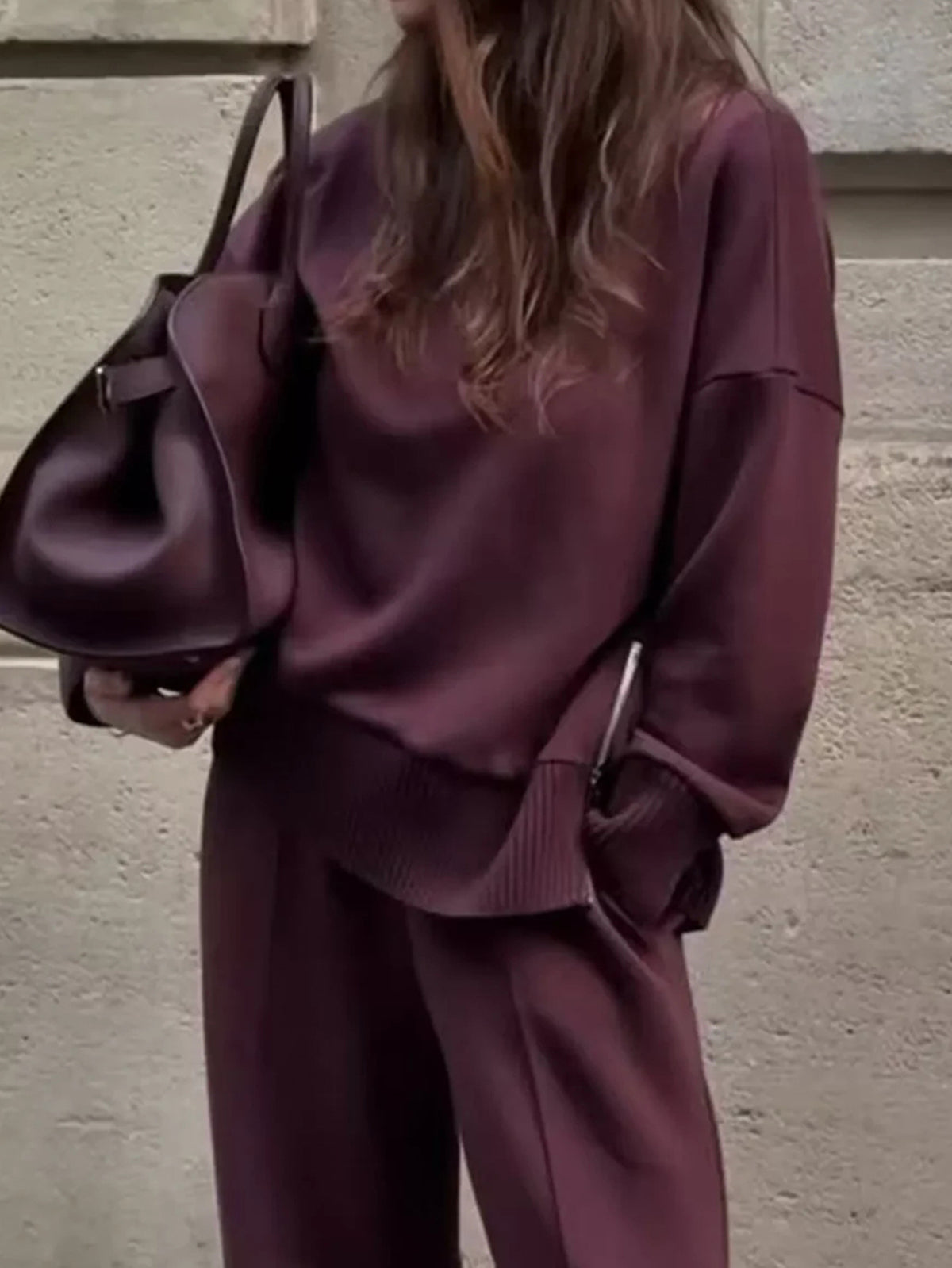 Women's Minimalist Turtleneck Wide Leg Pants Matching Set