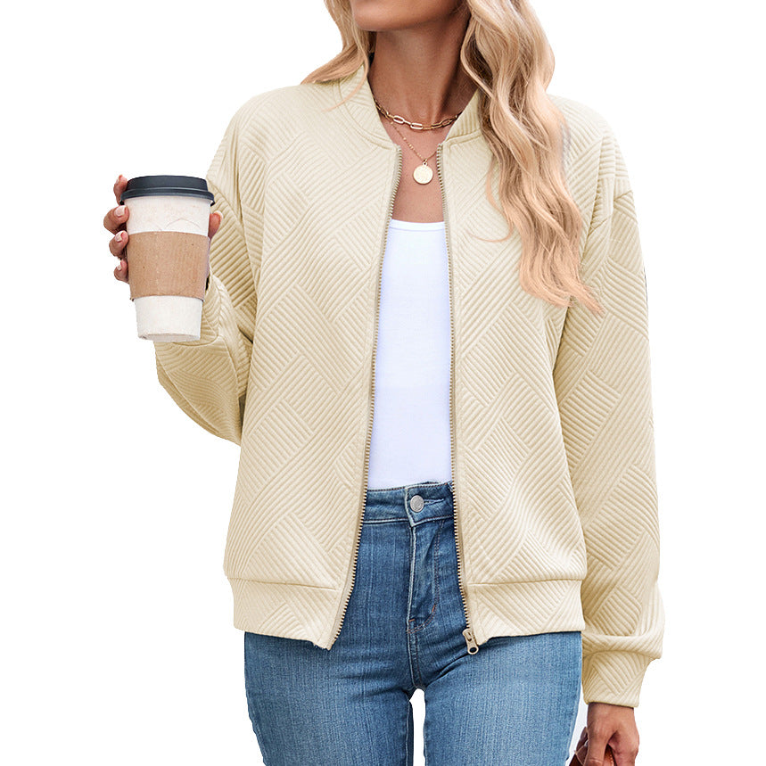 Women's Oversized Quilted Zip-Up Bomber Jacket