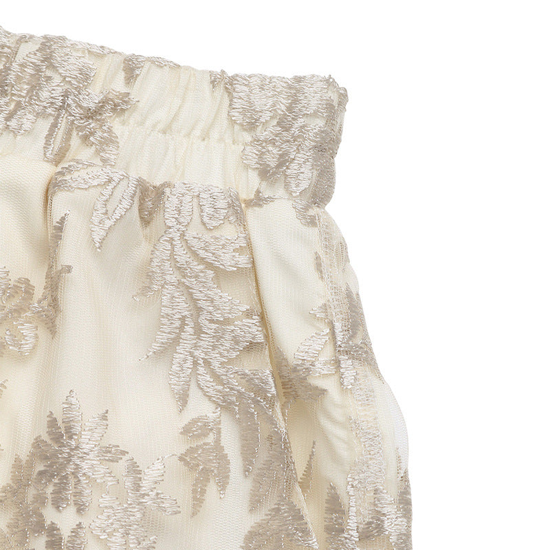 French High Waist Embroidered Lace Shorts Women Summer