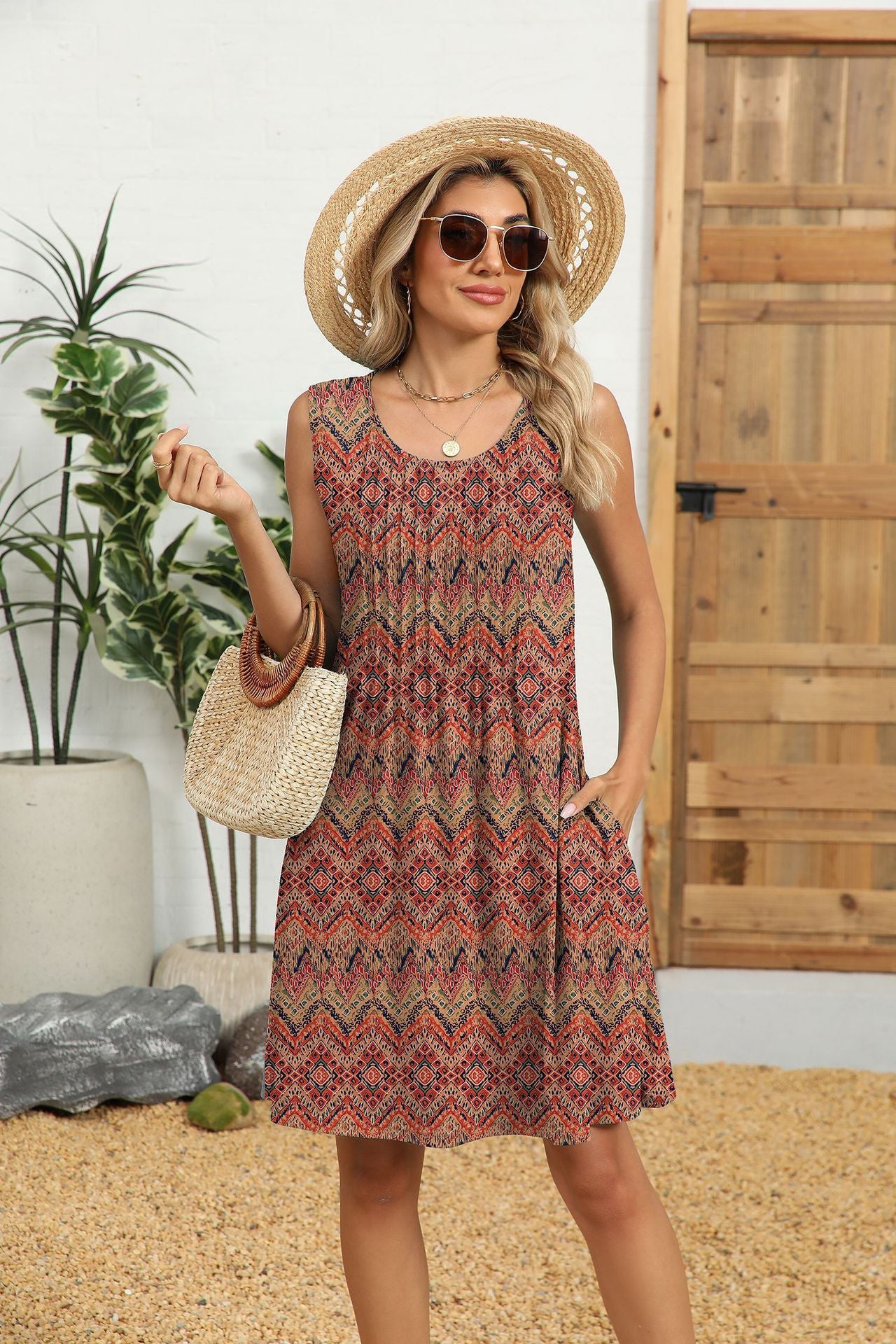 Boho Style Casual Sundress with Pockets for Women