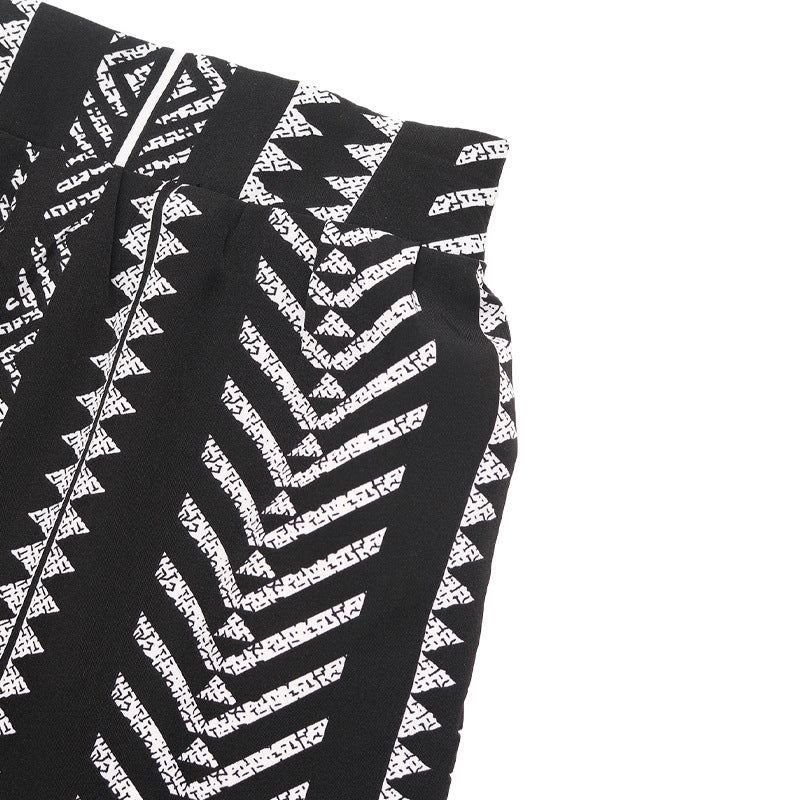 Printed Long Skirt with Smocked Waist and Patchwork