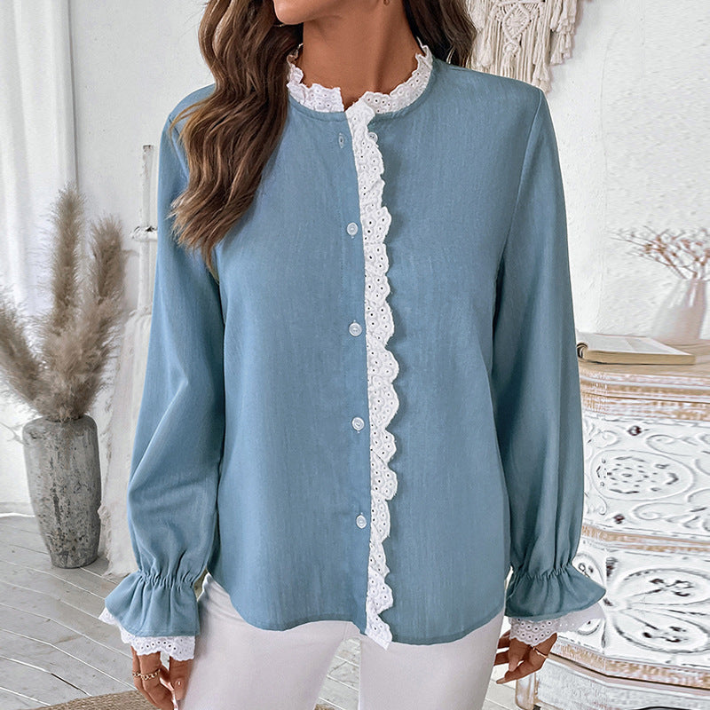Women's Commuter Long-sleeved Shirt Lace Cardigan Top