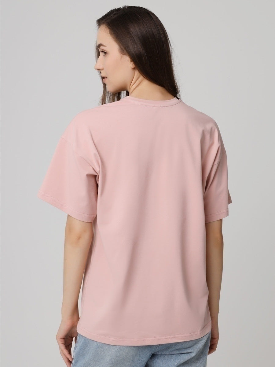 Solid Oversized T Shirt Loose Fit Crewneck Casual Tee