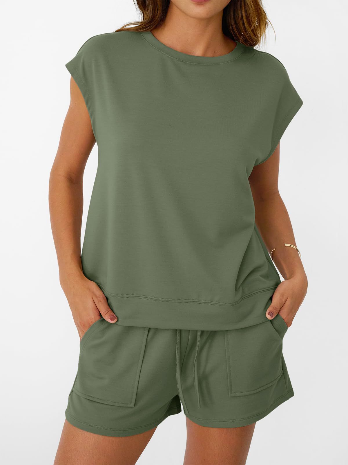 Casual Short Sleeve Top and Shorts Two Piece Summer Set Women