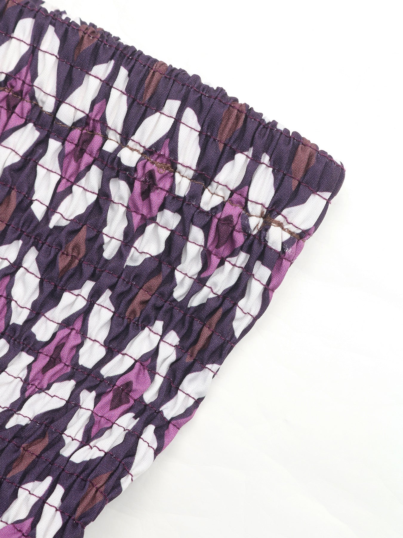 Geometric Chiffon Maxi Skirt Boho Smocked Tiered
