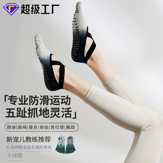 Pilates Grip Toe Socks Women Non Slip Strap Workout Socks