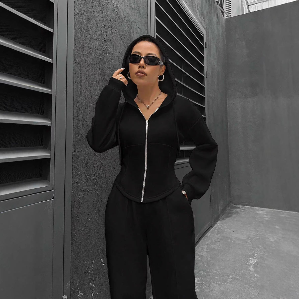 Women's Two Piece Zip Hoodie and Pants Lounge Set