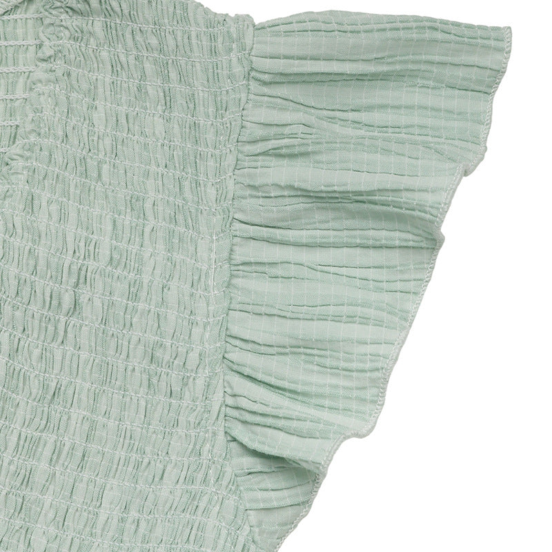 Textured Light Green Summer Dress with Side Slit