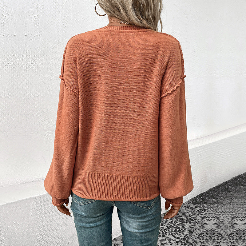 Long-sleeved Solid Color European and American Sweater