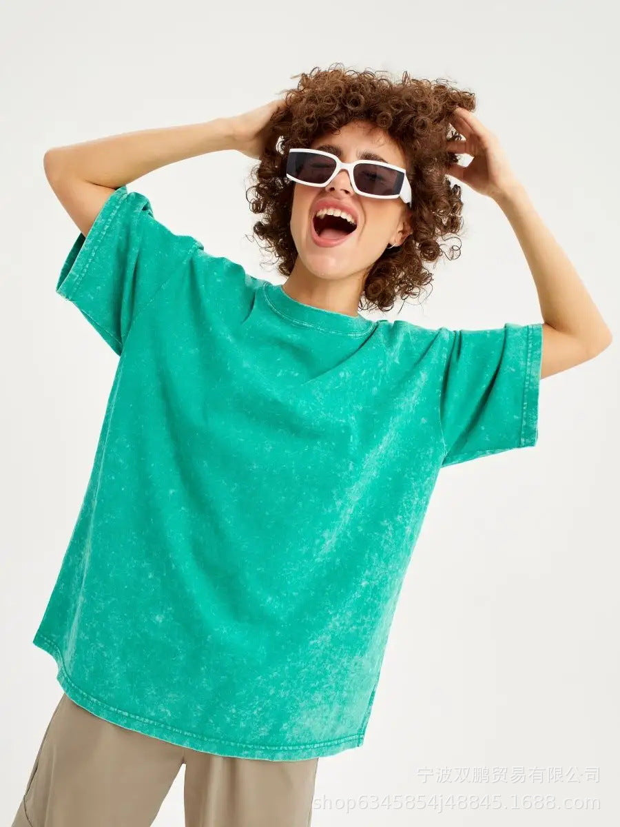 Vintage Washed Cotton Oversized Short Sleeve Tee